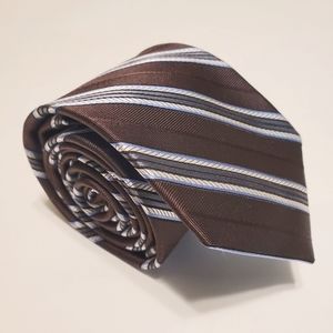Joseph A Bank Brown Stripe Silk Tie